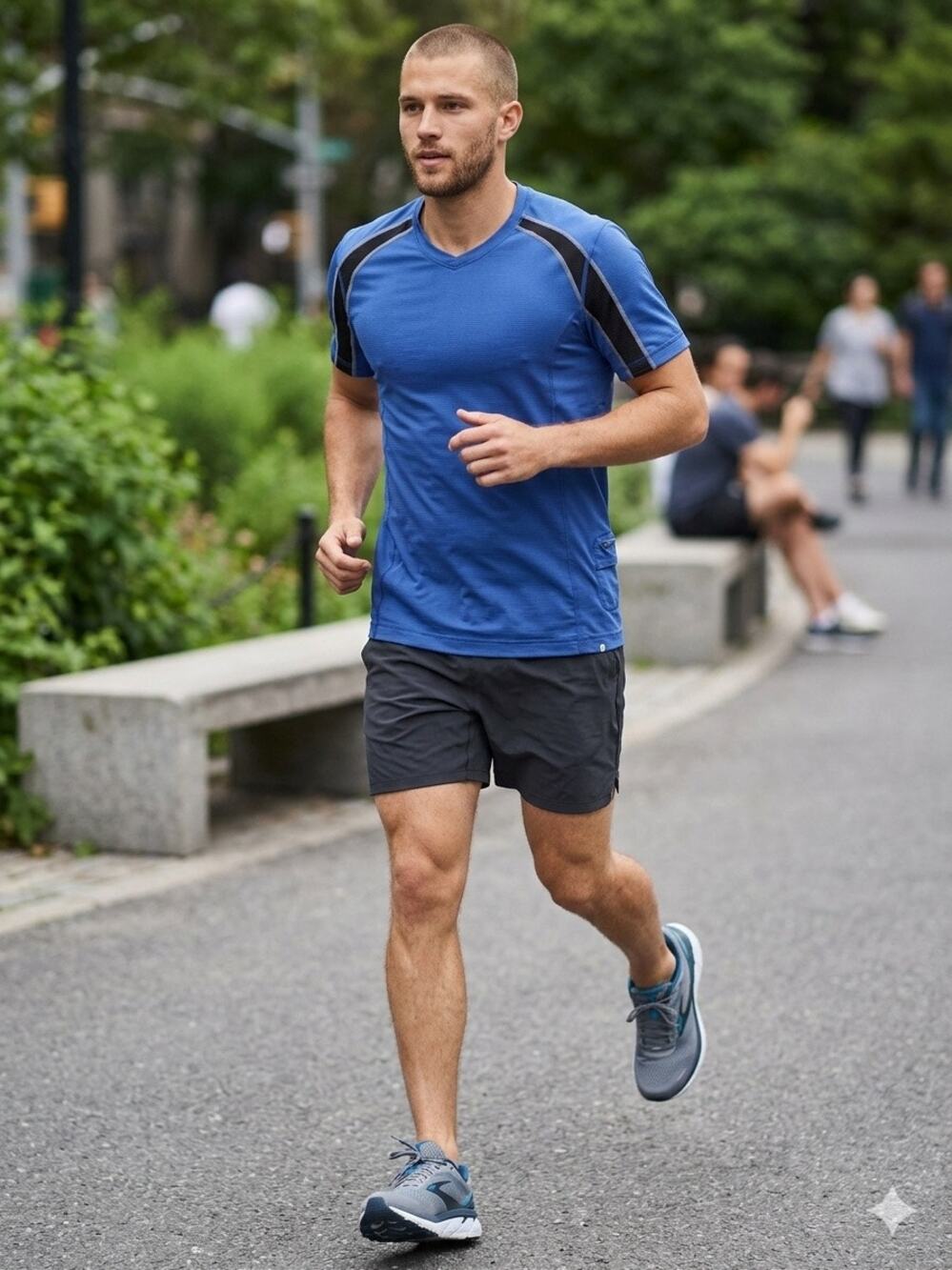 Lululemon Men's Metal Vent Tech Short Sleeve Shirt Blue L Side Pocket Stripe